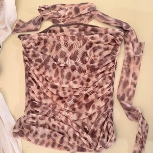 Zara Leopard Print Scarf Detail Tube Top